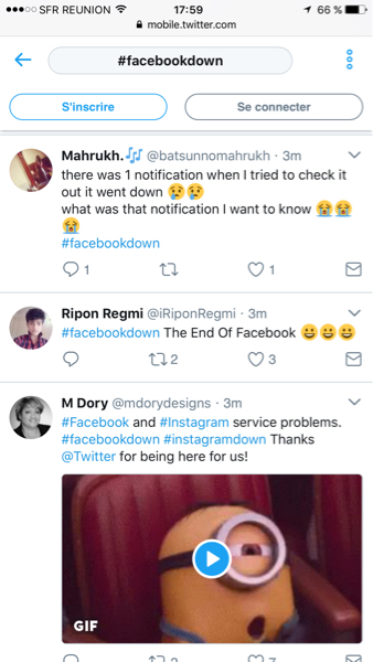 Panne en cours sur Facebook et Instagram Panne en cours sur Facebook et Instagram