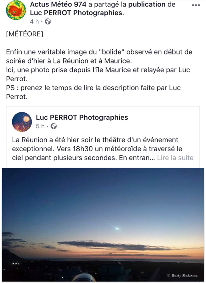 La photo du phénomène d'hier soir fait le buzz sur les réseaux sociaux 